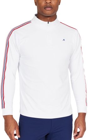 REDVANLY Oslo Quarter Zip Men's Golf Pullover - White, Size: Medium