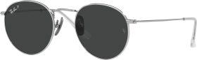 Ray-Ban Round Titanium Sunglasses, Men's, Silver/Polarized Black