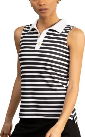 Smith & Quinn Womens The Alice Sleeveless Golf Polo - Black, Size: Small