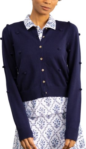 Smith and Quinn Womens The Juniper Cardigan Golf Sweater - Blue, Size: Medium