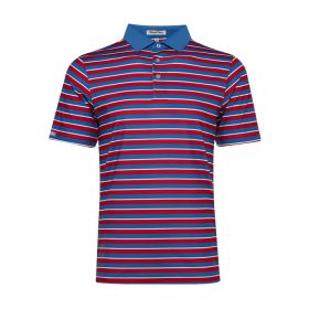 Straight Down Doheny Stripe Polo S/FLAG RED