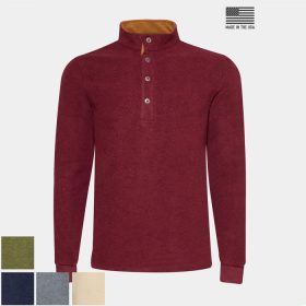 Straight Down Leucadia Quarter Snap Pullover S/Burgundy