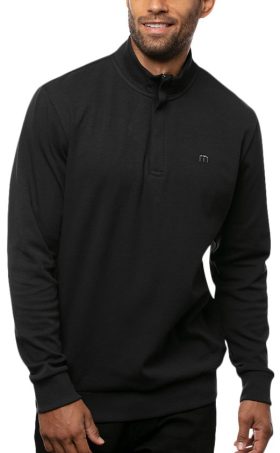 TravisMathew Cloud Quarter Zip 2.0 Men's Golf Pullover - Black, Size: XXXL