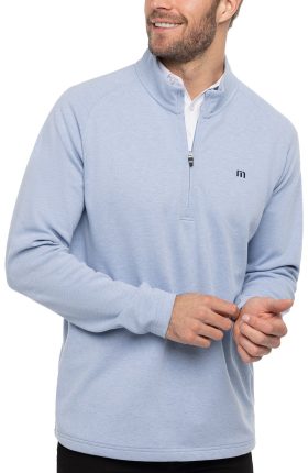 TravisMathew Upgraded Quarter Zip Men's Golf Pullover - Blue, Size: Medium