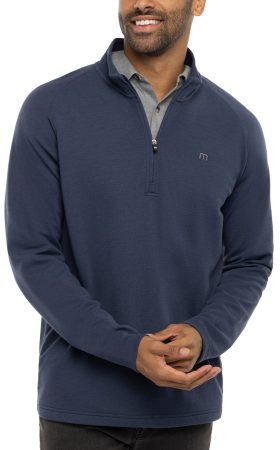 TravisMathew Upgraded Quarter Zip Men's Golf Pullover - Blue, Size: Medium