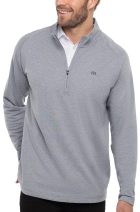 TravisMathew Upgraded Quarter Zip Men's Golf Pullover - Grey, Size: Medium