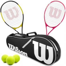 Wilson Energy XL + Tempest Pro Lite Mixed Doubles Tennis Racquet Bundle w an Advantage II Tennis Bag and 3 Tennis Balls