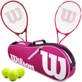 Wilson Precision XL + Tempest Pro Lite Mixed Doubles Tennis Racquet Set w an Advantage II Bag and 3 Balls