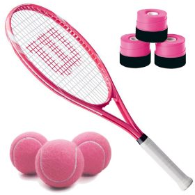 Wilson Tempest Pro Lite Tennis Racquet Bundled with 3 Overgrips and 3 Pink Tennis Balls