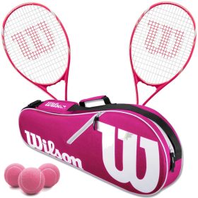 Wilson Tempest Pro Lite Tennis Racquet Doubles Bundle w an Advantage II Tennis Bag and 3 Pink Tennis Balls