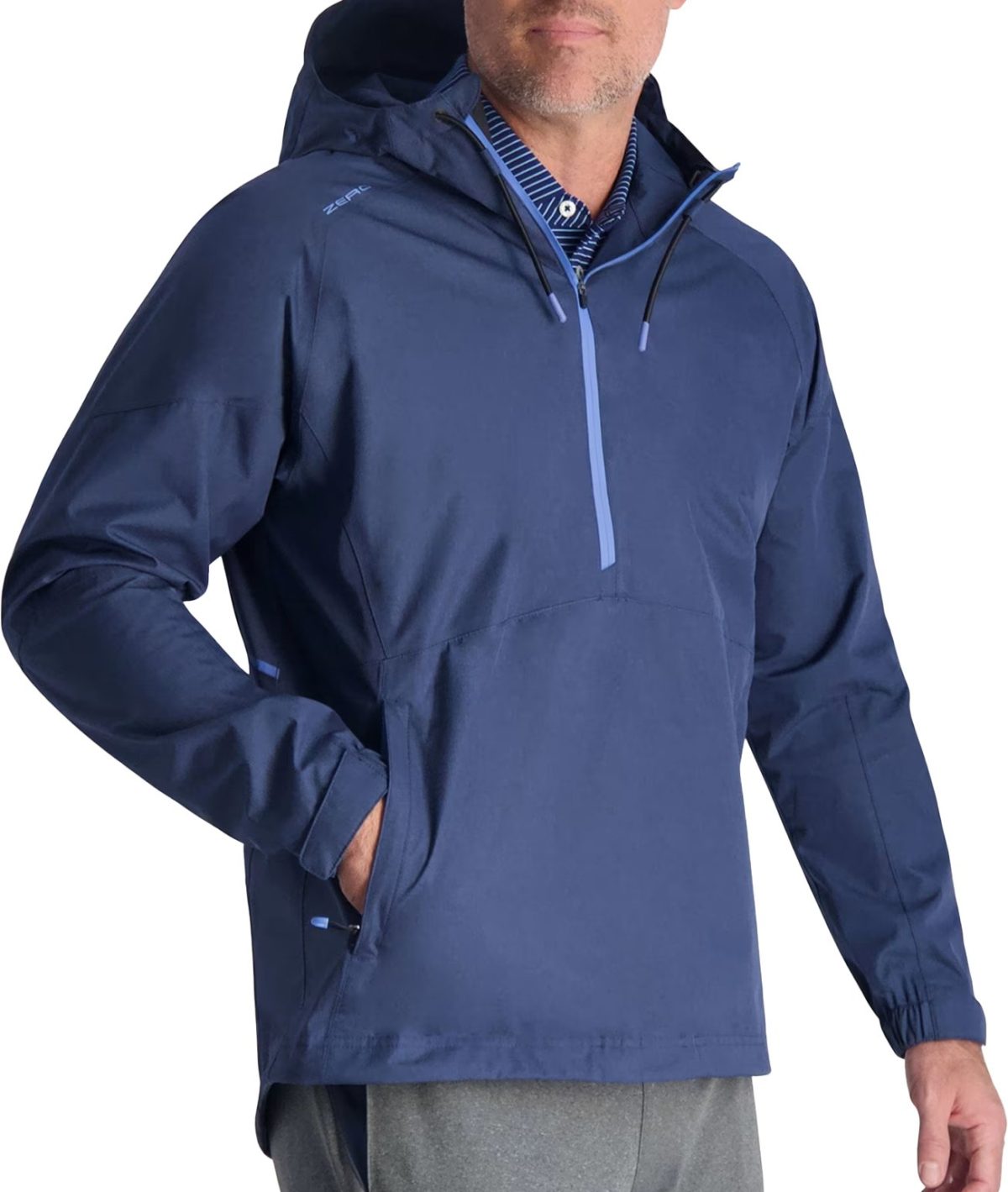 Zero Restriction Packable Men's Golf Rain Pullover - Blue, Size: XXL