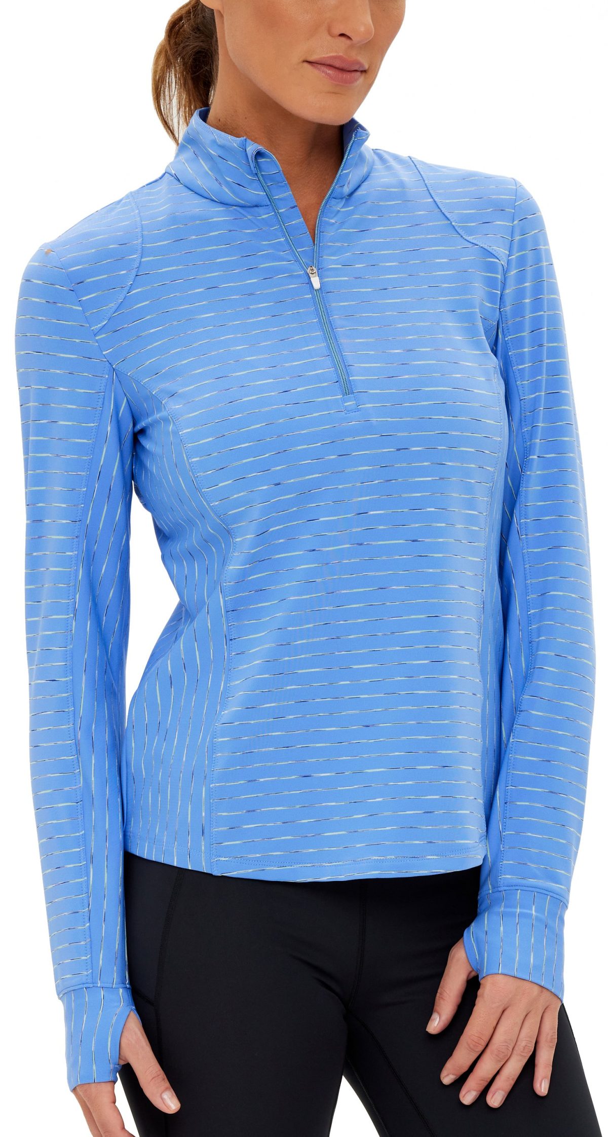 Zero Restriction Womens Renae Zip Mock Golf Pullover - Blue, Size: X-Small