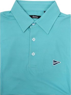 breezy The Blue & Green Stripe Men's Golf Polo - Blue, Size: Small