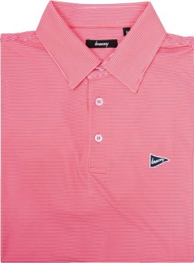 breezy The Red & Pink Stripe Men's Golf Polo - Pink, Size: Medium