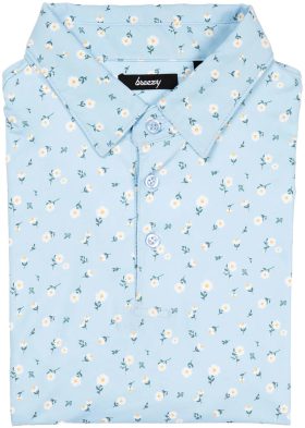 breezy The Windy Daisies Men's Golf Polo - Blue, Size: Small