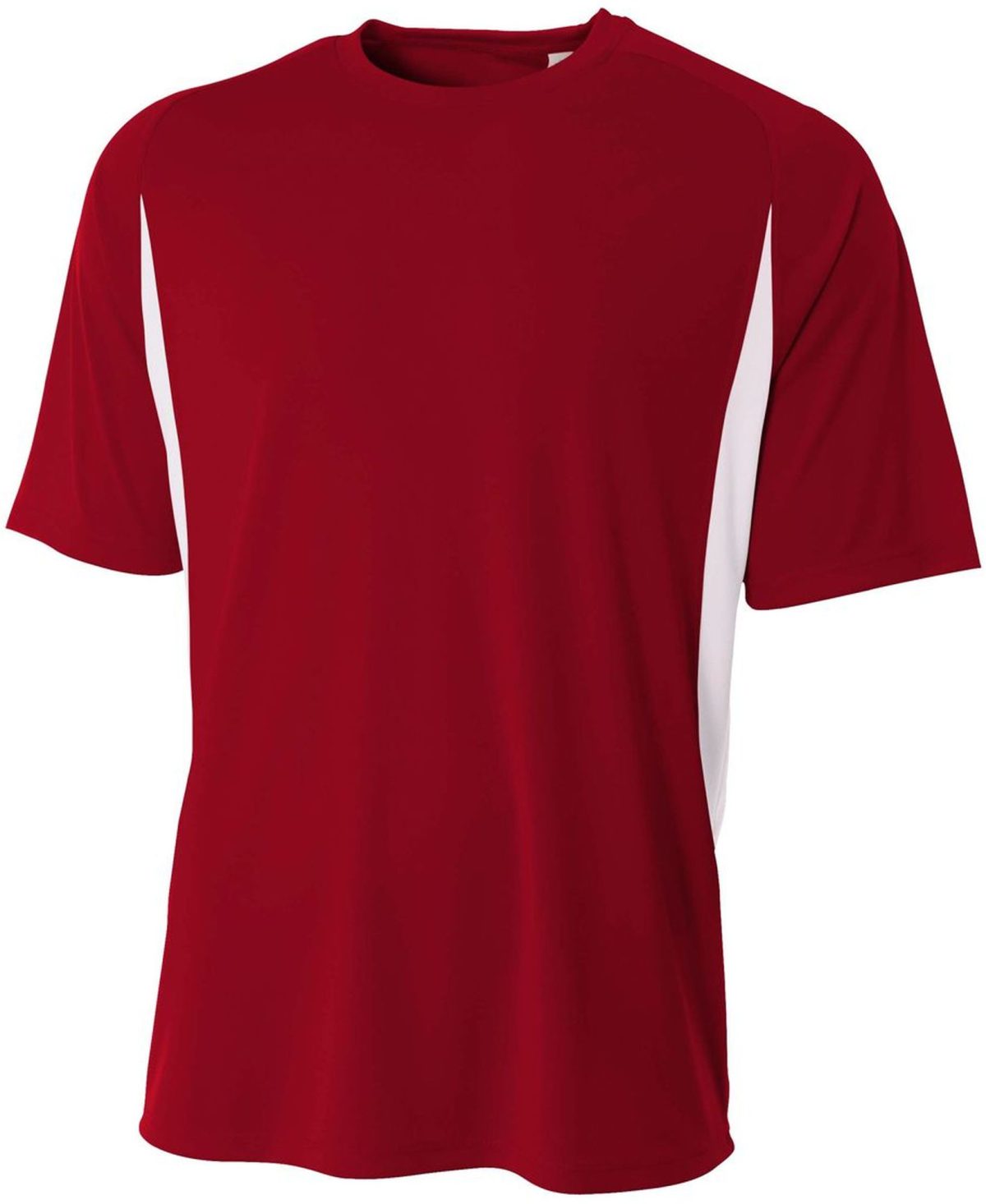 A4 Men's Performance Color Block Crew Shirt (Cardinal)