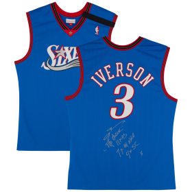 Allen Iverson Philadelphia 76ers Autographed Mitchell & Ness Blue 1999-00 Authentic Jersey with Multiple Inscriptions - Limited Edition #1/1