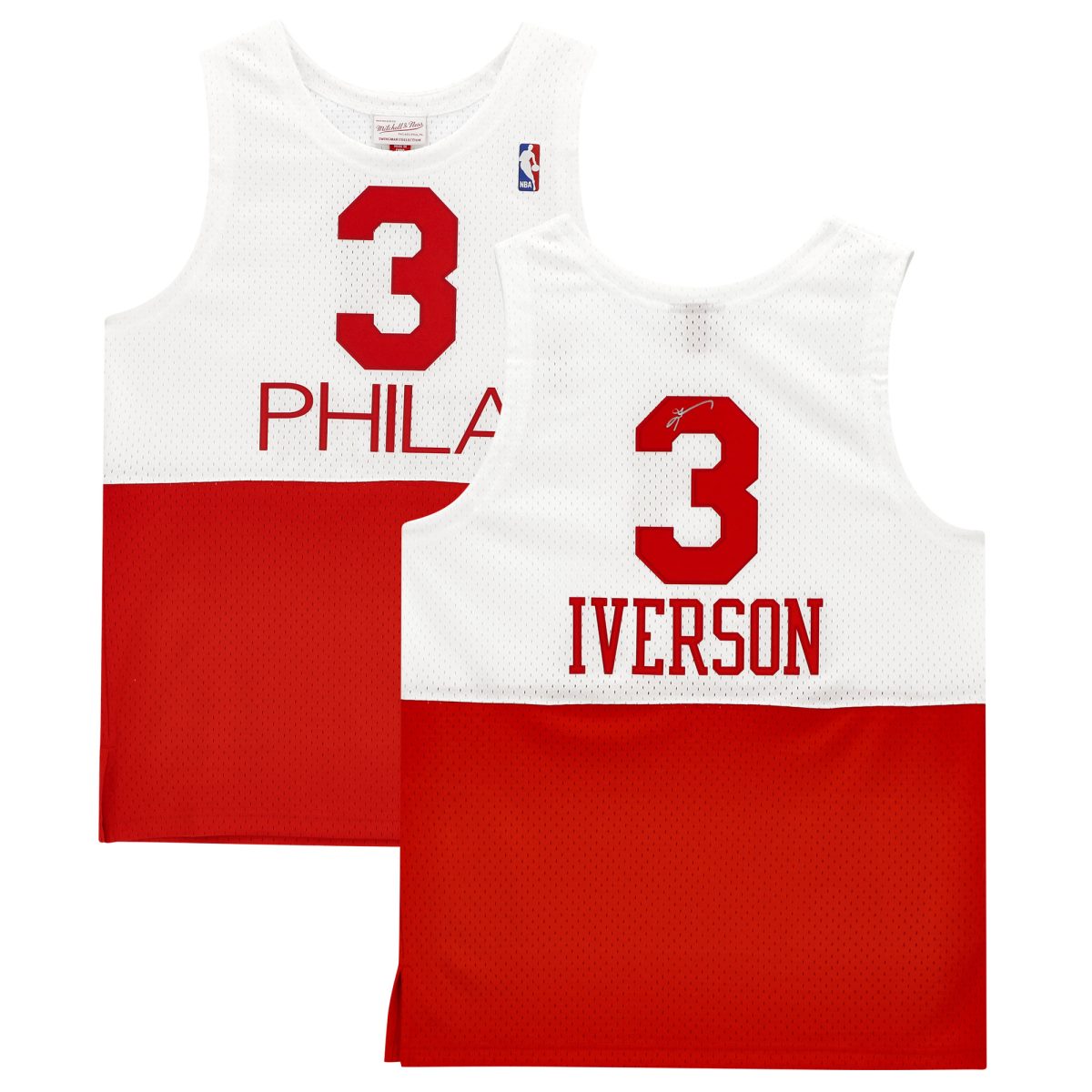 Allen Iverson Philadelphia 76ers Autographed Mitchell & Ness Red and White 2003-04 Swingman Jersey