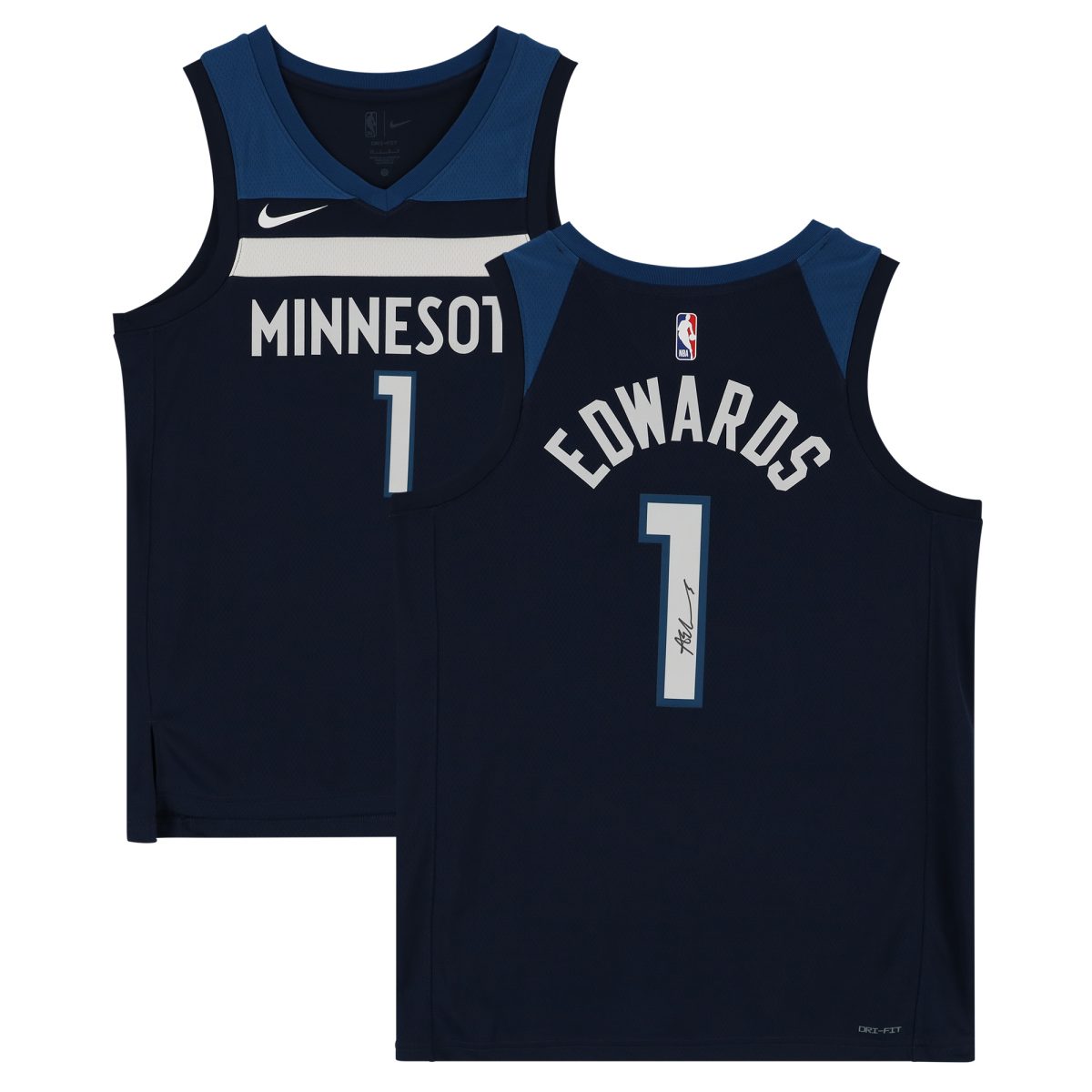 Anthony Edwards Minnesota Timberwolves Autographed Navy Nike 2022-23 Icon Edition Swingman Jersey