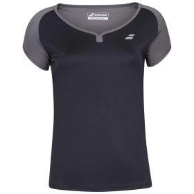 Babolat Women's Play Cap Sleeve Tennis Top (Black/Black)