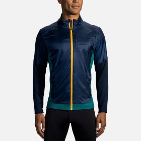 Brooks Fusion Hybrid Jacket Men's Running Apparel Navy/Heather Spruce