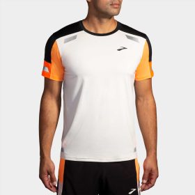 Brooks Run Visible Short Sleeve 2.0 Men's Running Apparel Ecru/Fluoro Flash/Black