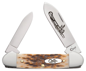 Case Amber Bone Peach Seed Jig Chrome Vanadium Canoe Pocket Knife