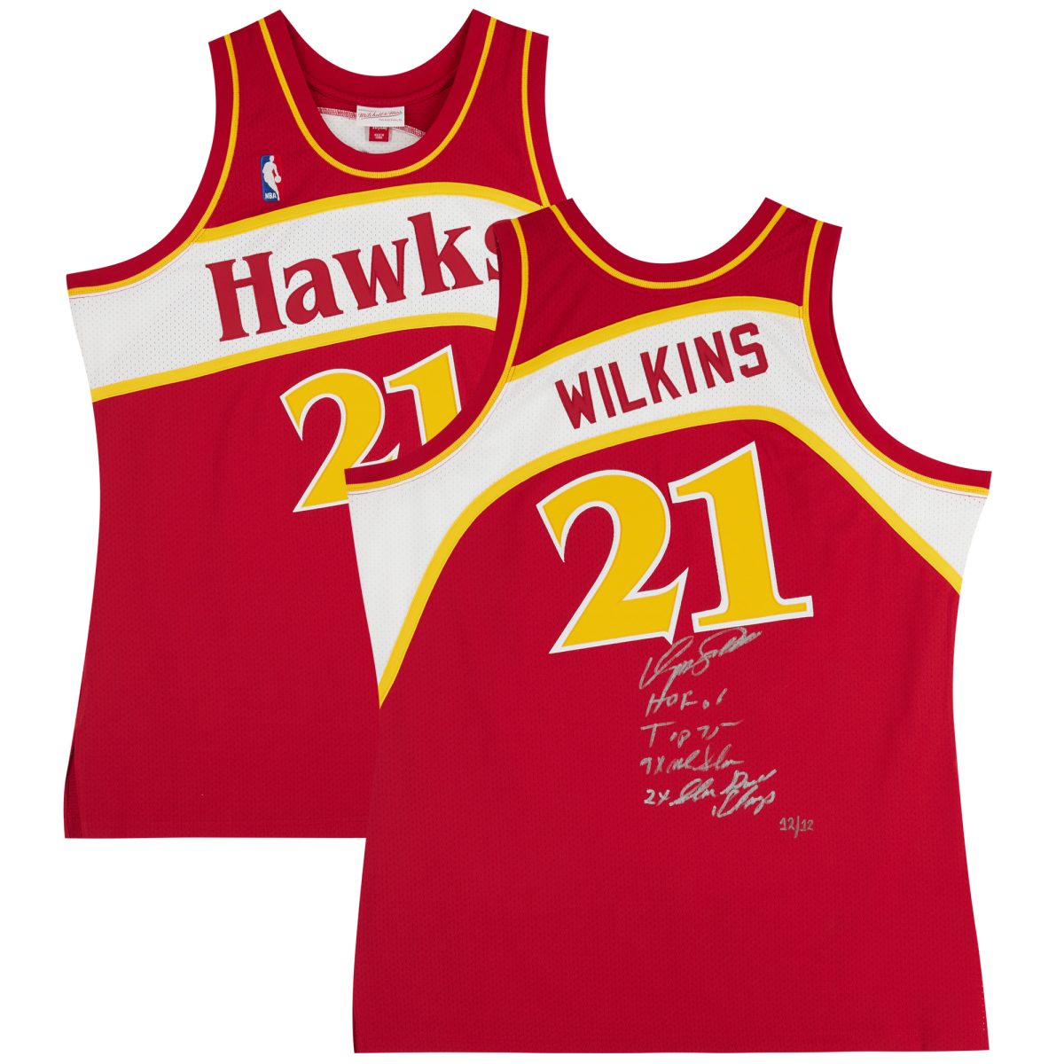 Dominique Wilkins Atlanta Hawks Autographed Mitchell & Ness 1986-87 Red Authentic Jersey with Multiple Inscriptions - Limited Edition #12/12