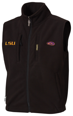 Drake Waterfowl Collegiate Windproof Layering Vest for Men - Louisiana State University/Black - M