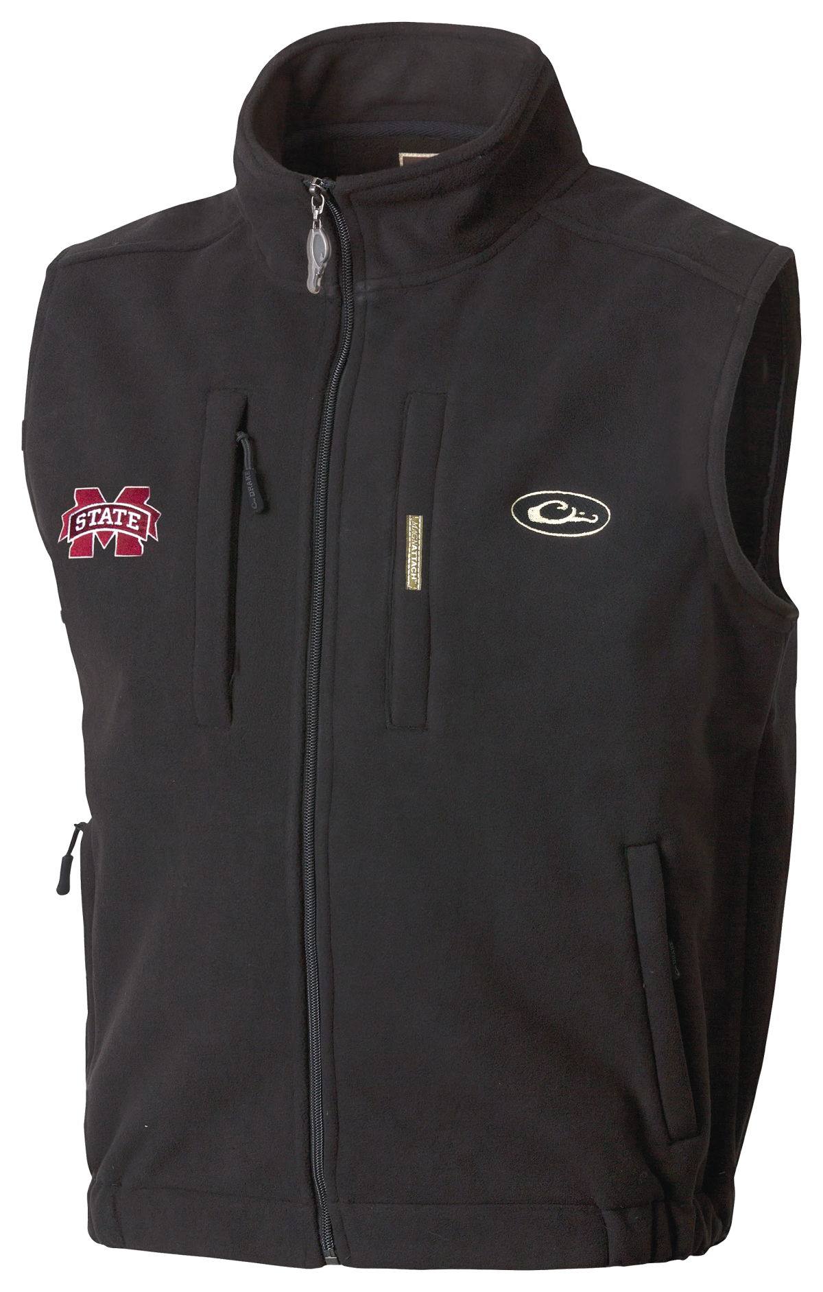 Drake Waterfowl Collegiate Windproof Layering Vest for Men - Mississippi State University/Black - XL