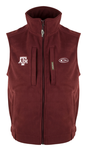 Drake Waterfowl Collegiate Windproof Layering Vest for Men - Texas A&M University/Maroon - L