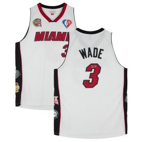 Dwyane Wade Miami Heat Autographed White Mitchell & Ness Hall of Fame Swingman Jersey