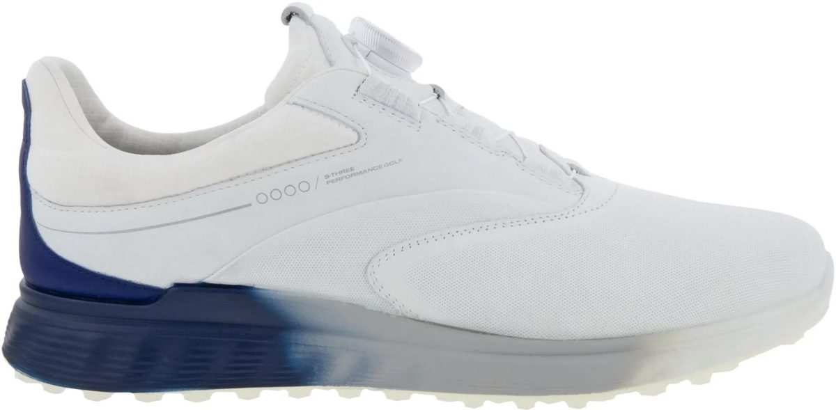 ECCO S-Three BOA Golf Shoes - White/Blue Depths/Bright White -