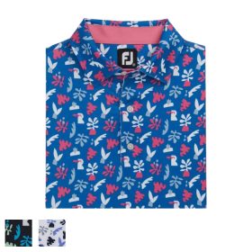 FootJoy Jungle Leaves Lisle Self Collar S/Black / White / Pool / Palm Green