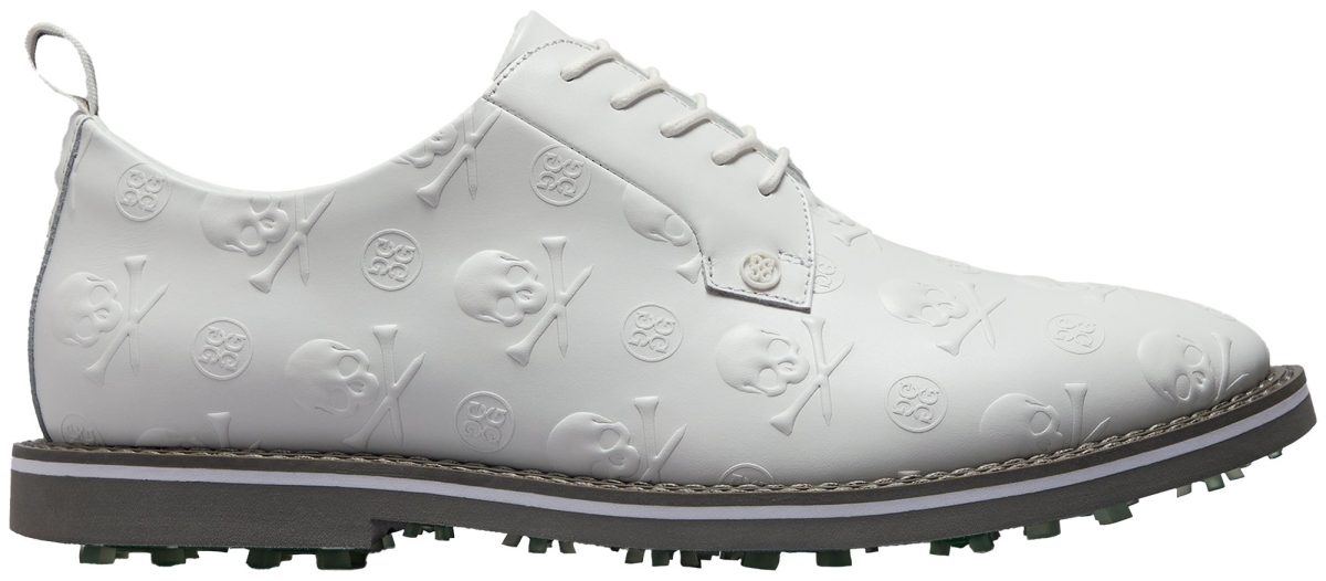 G/FORE Gallivanter Embossed Skull & Tees Leather Golf Shoes - Snow/Charcoal - 10 - MEDIUM