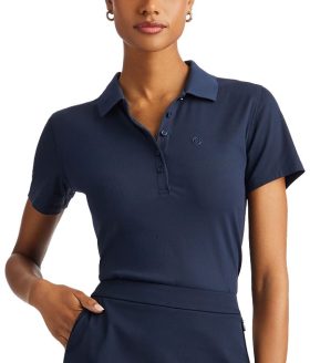 G/FORE Womens Ribbed Tech Nylon Golf Polo - Blue, Size: Medium