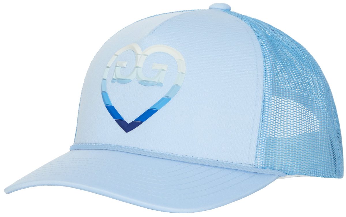 G/FORE Womens Striped Heart Gs Interlock Knit Trucker Golf Hat - Blue, Size: One Size