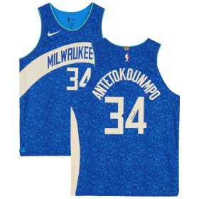 Giannis Antetokounmpo Milwaukee Bucks Autographed Royal Nike 2023-24 City Edition Authentic Jersey