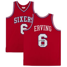 Julius Erving Philadelphia 76ers Autographed Red 1982-83 Mitchell & Ness Replica Jersey with "83 Champs" Inscription