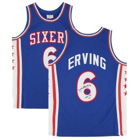 Julius Erving Royal Philadelphia 76ers Autographed Mitchell & Ness 1976-77 Swingman Jersey with "NBA Top 75" Inscription