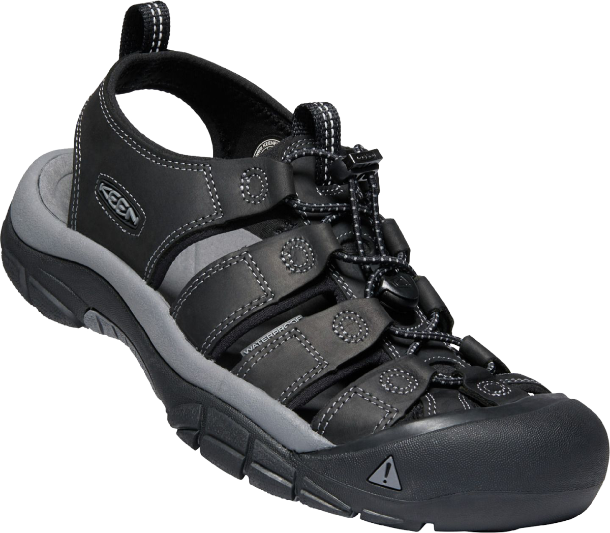 KEEN Newport Leather Hiking Sandals for Men - Black/Steel Grey - 11M