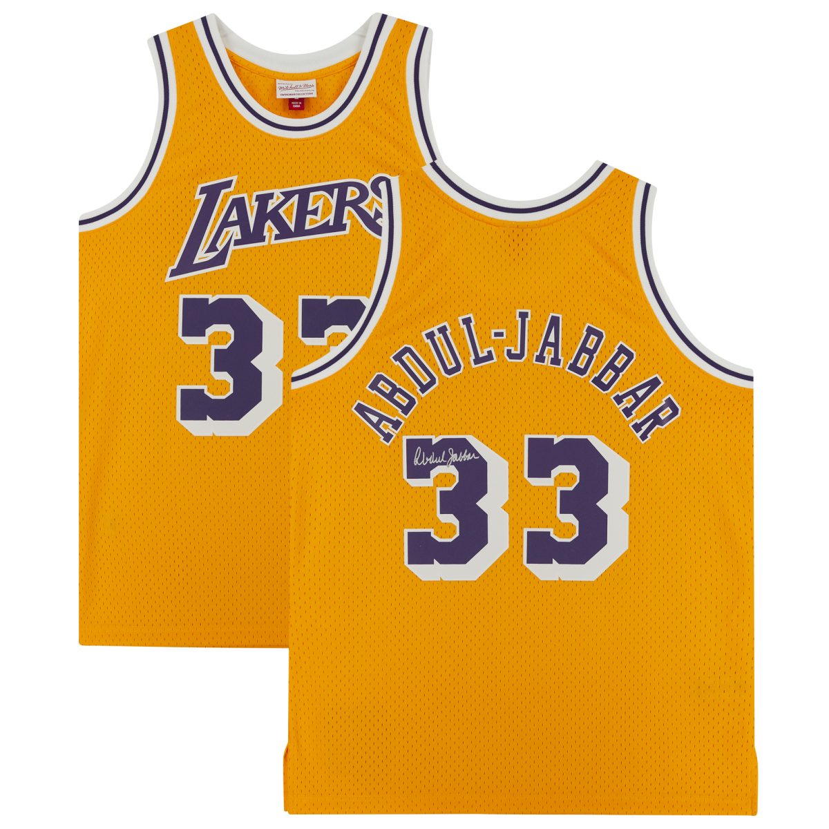 Kareem Abdul-Jabbar Los Angeles Lakers Autographed Mitchell & Ness Gold 1984-85 Swingman Jersey