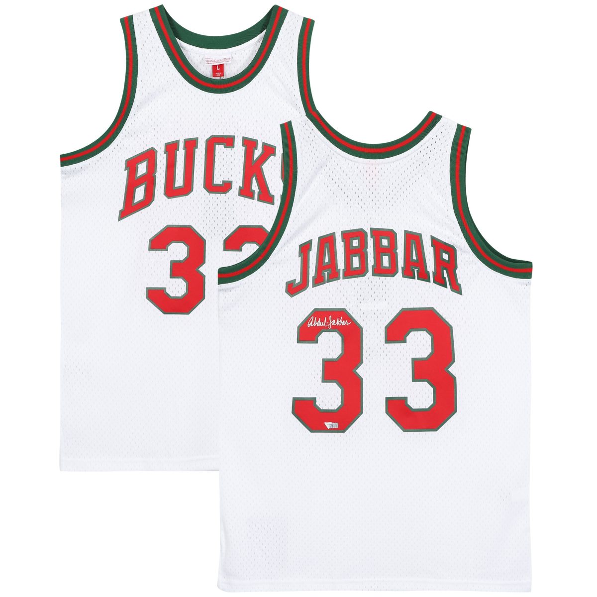 Kareem Abdul-Jabbar Milwaukee Bucks Autographed White Mitchell and Ness Replica 1971-72 Throwback Jersey