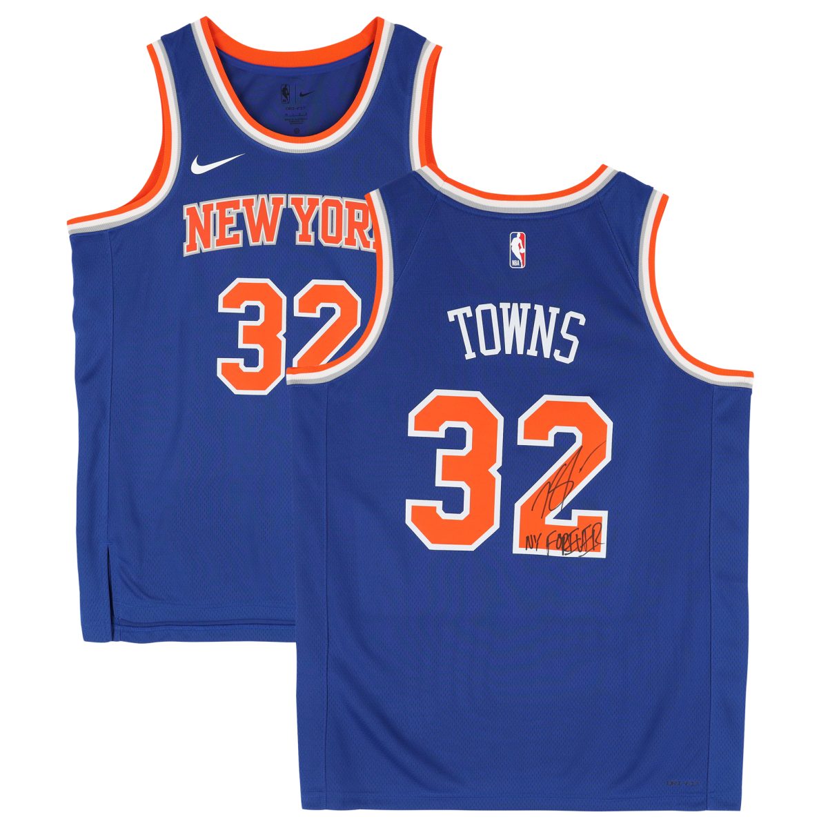 Karl-Anthony Towns New York Knicks Autographed Nike Blue Icon Edition Swingman Jersey with "NY Forever" Inscription