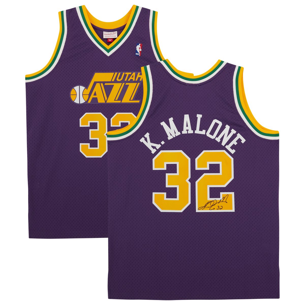 Karl Malone Utah Jazz Autographed Purple Mitchell & Ness 1991-92 Road Swingman Jersey