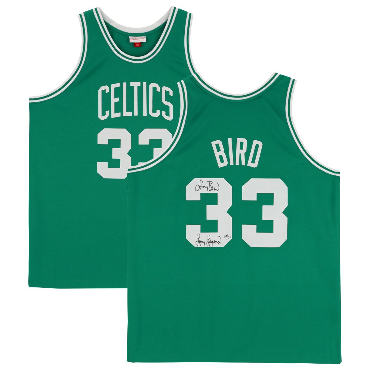 Larry Bird Boston Celtics Autographed Mitchell & Ness Kelly Green 1985-86 Authentic Jersey with "Larry Legend" Inscription - Limited Edition of 133