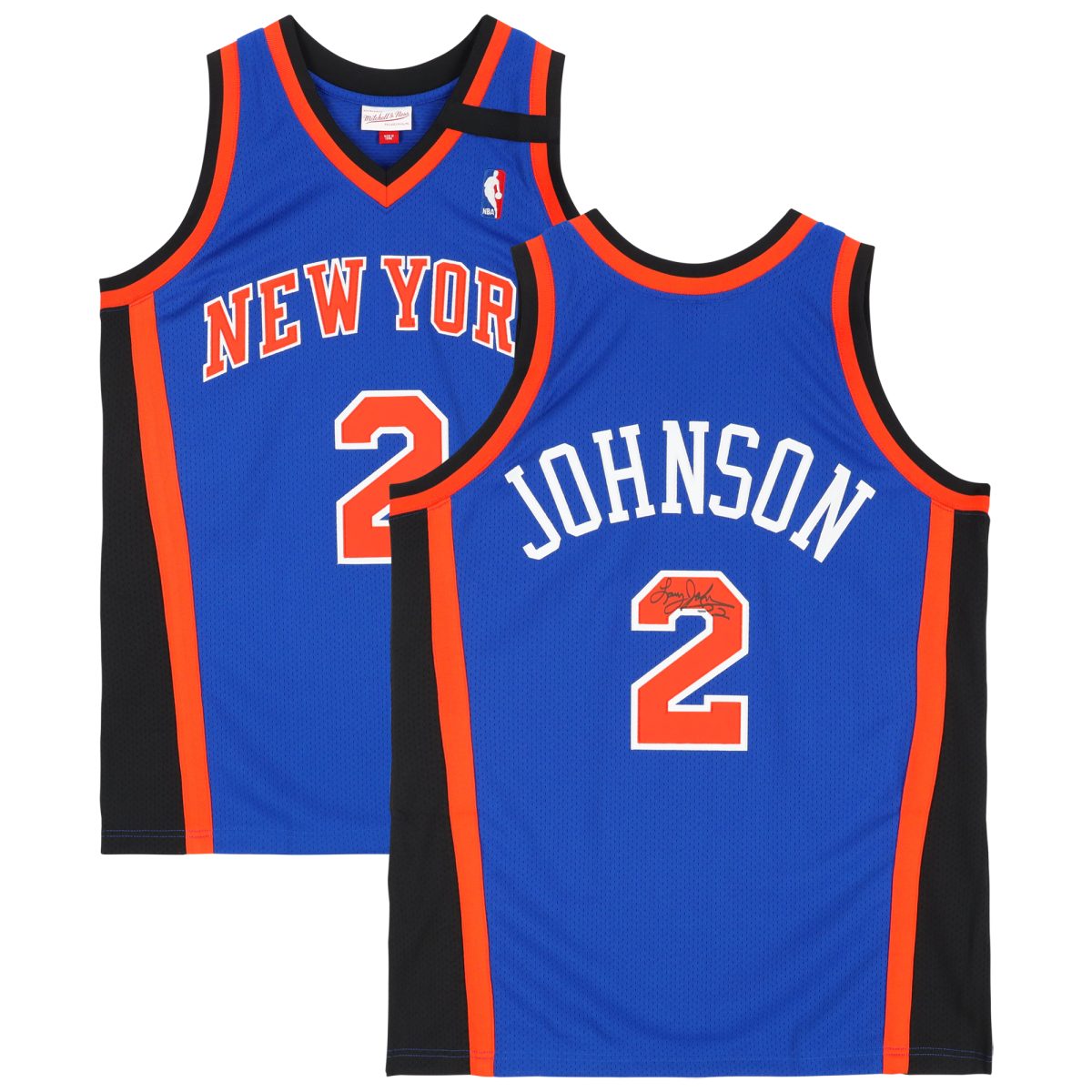 Larry Johnson New York Knicks Autographed Mitchell and Ness 1998-99 Blue Authentic Jersey