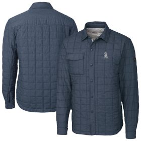 Men's Cutter & Buck Anthracite Los Angeles Angels Rainier PrimaLoft® Eco Insulated Quilted Full-Zip Shirt Jacket