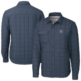 Men's Cutter & Buck Anthracite Seattle Mariners Rainier PrimaLoft® Eco Insulated Quilted Full-Zip Shirt Jacket