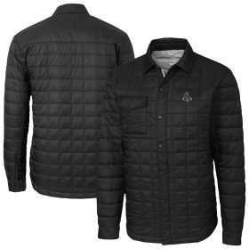 Men's Cutter & Buck Black Boston Red Sox Rainier PrimaLoft® Eco Insulated Quilted Full-Zip Shirt Jacket